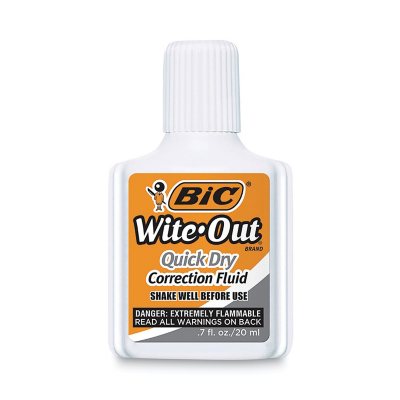 BIC Wite-Out Quick Dry Correction Fluid, 20 ml Bottle, White, 3pk.