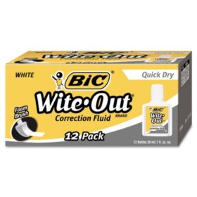 BIC Wite-Out Quick Dry Correction Fluid, 20 ml Bottle, White (12-pack)