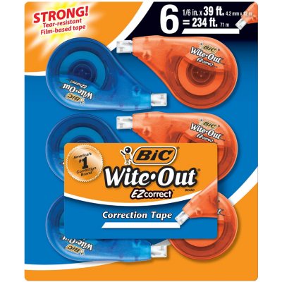 BIC Wite-Out Brand EZ Correct Correction Tape, White, Fast, Clean & Easy To  Use, Tear-Resistant Tape, 3-Count : : Office Products