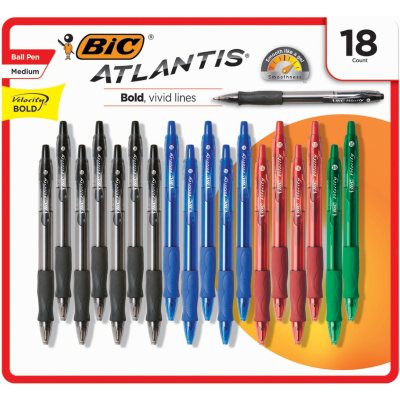 BIC Atlantis Velocity Bold Retractable Ball Pen, Bold Point (1.6mm),  Assorted Colors, 18 Count - Sam's Club