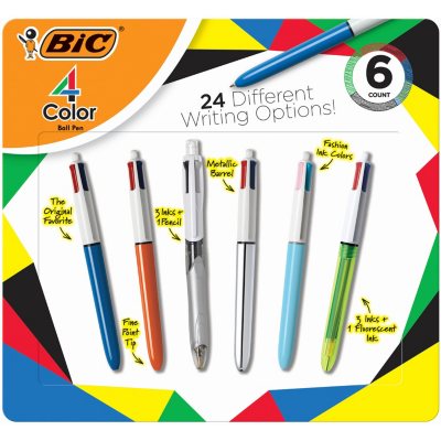 BIC 4-Color Ball Pen Pack, Assorted Colors, 6 Count - Sam's Club