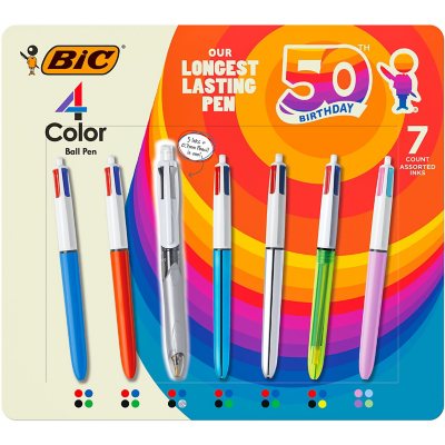 test Afscheid Slip schoenen BIC 4-Color Retractable Ballpoint Pen, Med Pt. 1.0mm, Variety 7-pack -  Sam's Club