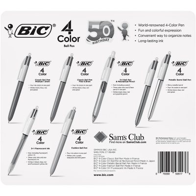 Bic 4 Color Retractable Ballpoint Pen Med Pt 1 0mm Variety 7 Pack Sam S Club