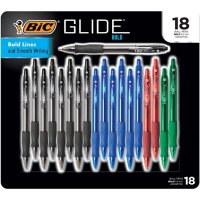 BIC Glide Bold Retractable Ball Pen, Bold Point 1.6mm, Black & Blue (18 ct.)