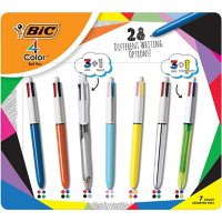 BIC 4-Color Retractable Ballpoint Pen, Med Pt. 1.0mm, Variety (7 pk.)