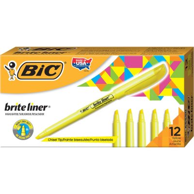 Bic Marking Highlighter XL Pen-shaped Highlighter Pen Yellow Pack 10 