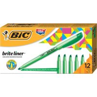 BIC Brite Liner Highlighter, Chisel Tip, Fluorescent Green, 12ct.