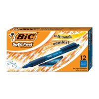 BIC Soft Feel Retractable Ballpoint Pen, 1mm, Medium, Blue, 12pk.