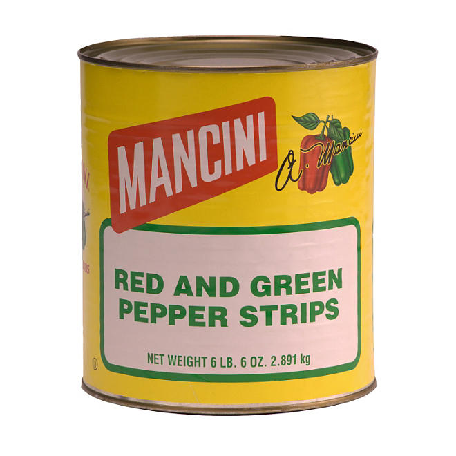 Mancini Red & Green Pepper Strips (6 lbs. 6 oz. can)