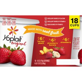Yoplait Yogurt Strawberry, Harvest Peach and Strawberry Banana (18 ct.)