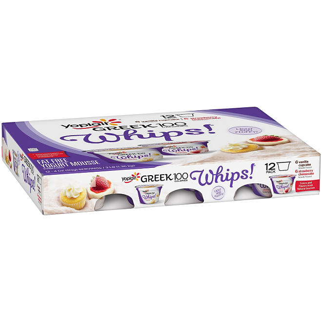 Yoplait Greek Whips! Vanilla Cupcake/Strawberry Cheesecake Yogurt Variety Pack ( 4 oz., 12 pk.)