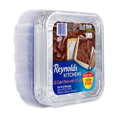 Reynolds Kitchens Aluminum 8 x 8 Cake Pans with Lids (12 ct