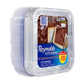 Reynolds Kitchens Aluminum 8" x 8" Cake Pans with Lids 12 ct.