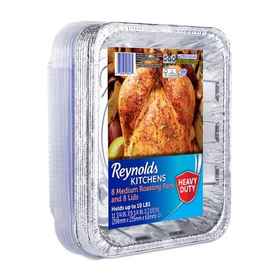 Reynolds Kitchens Aluminum 10 lb. Roaster with Lids, 12 x 9 x 3