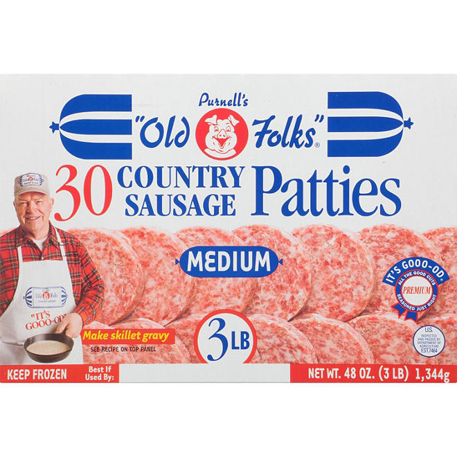 Purnell's Old Folks Medium Country Sausage Patties (3 lb.)