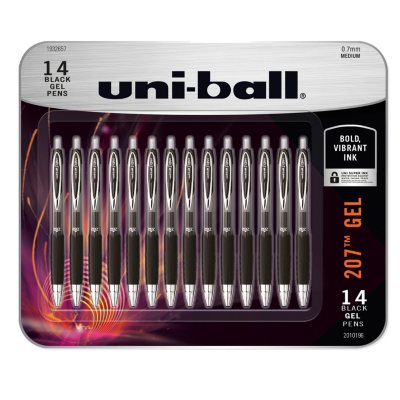 Uniball 207 Retractable Gel Pens, Medium Point (0.7mm), Black Ink, 4 Count  