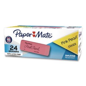 Paper Mate Pink Pearl Eraser, Medium, 24pk.