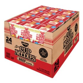 Nissin Cup Noodles, Beef Flavor, 2.25 oz. ea., 24 ct.