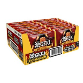 Nissin GEKI Chili Infused Asian Noodles, Fiery Hot Chicken 12 pk.