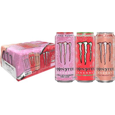 Monster Energy Ultra Variety Pack, Strawberry Dreams, Watermelon, Peachy  Keen (16 fl. oz., 24 pk.) - Sam's Club