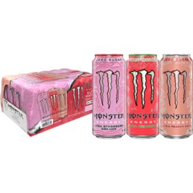 Monster Energy Ultra Variety Pack, Strawberry Dreams, Watermelon, Peachy Keen (16 fl. oz., 24 pk.)