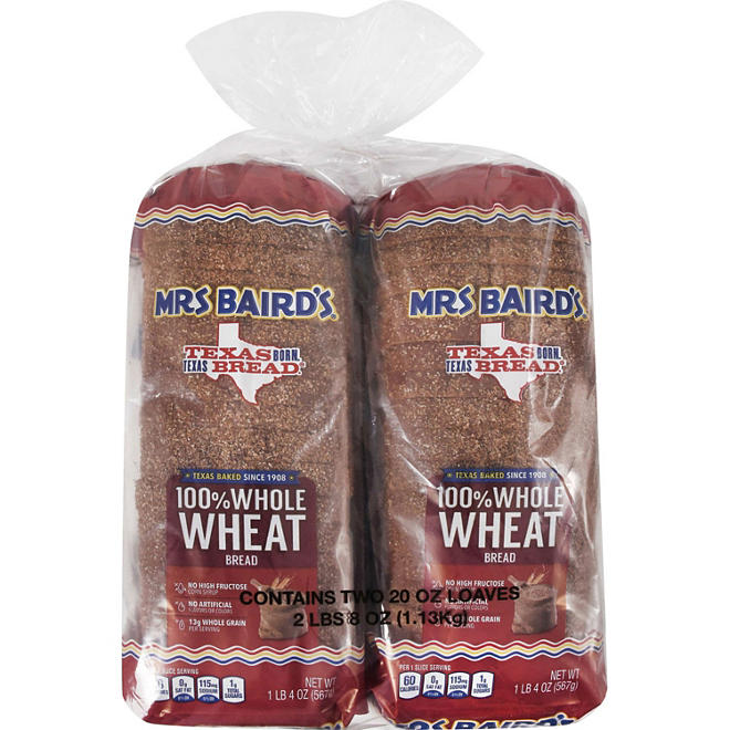 Mrs. Baird's 100% Whole Wheat Bread (20oz / 2pk)