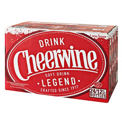 Cheerwine Zero Sugar Glass Bottles 24-Pack