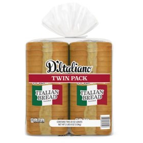 D'Italiano Italian Bread, No Seeds 20 oz. 2 pk.