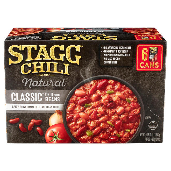 Stagg Natural Classic Chili with Beans (15 oz., 6 pk.)