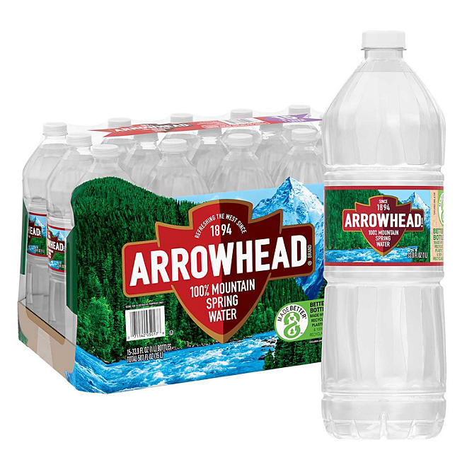 Arrowhead 100% Mountain Spring Water 1L, 15 pk.