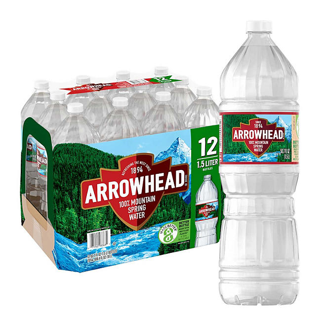 Arrowhead 100% Mountain Spring Water (1.5L,  12 pk)
