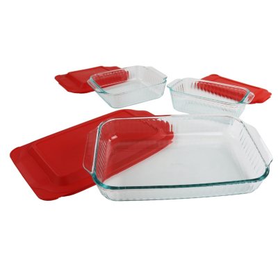 Pyrex Sculpted Baking Dishes with Lids, 6-Piece Set - Sam's Club