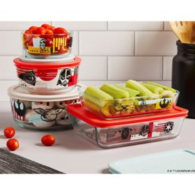 10-piece Glass Food Storage Container Set with Assorted Colored