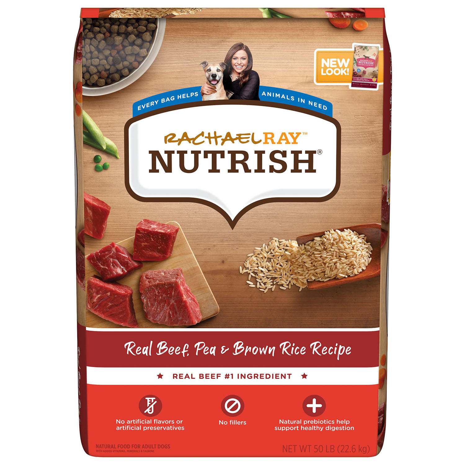 Rachael Ray Nutrish Dry Dog Food, Real Beef, Pea & Brown Rice Recipe, 50 lbs.