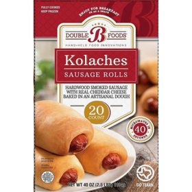 Double B, Kolaches Sausage Rolls with Cheese, Frozen, 20 ct.
