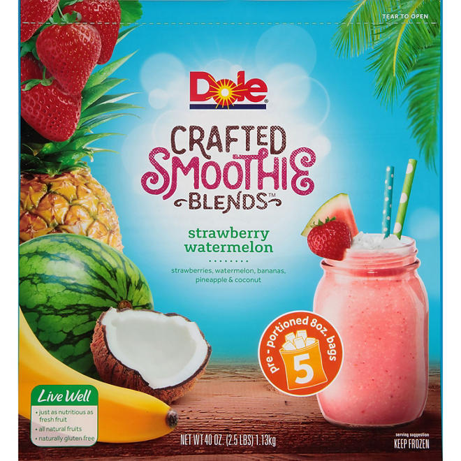 Dole Crafted Smoothie Blends, Strawberry Watermelon (5 ct., 8 oz.)