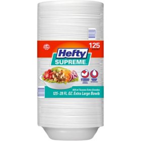 Hefty Supreme Extra Large Foam Disposable Bowls, 28 fl. oz., 125 ct.