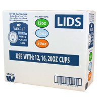 WinCup Plastic Drink Thru Lids with Straw Slot, White (Fits 12-20 oz. cups, 1000 ct.)