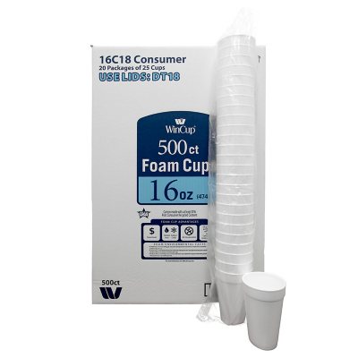 16 oz Vio Biodegradable Foam Cup - 3 5/8Dia x 5 1/4H