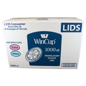 Wincup Translucent Plastic Lids with Straw Slot, 1000 ct.