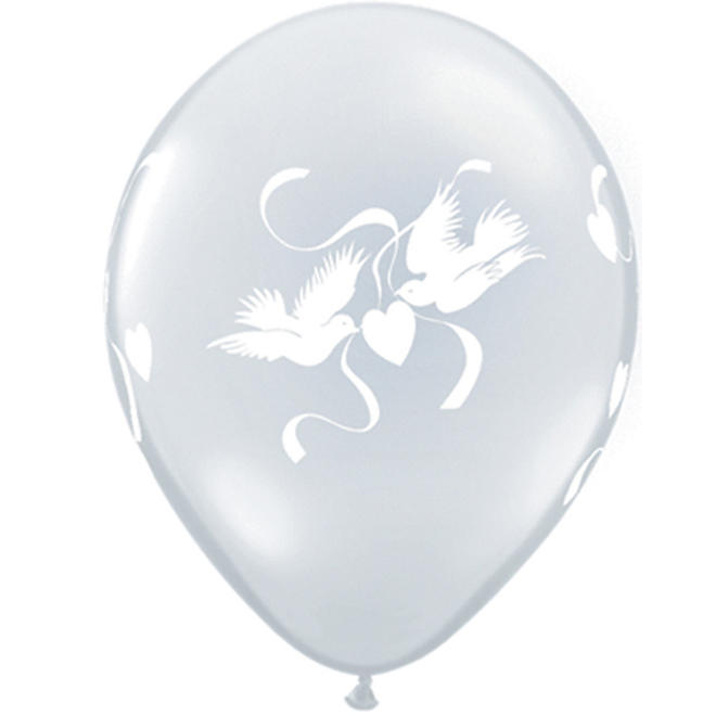 11" Latex Love Doves and Hearts Balloons - 100 ct.
