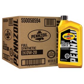 Pennzoil Full Synthetic 0W-20 Motor Oil 6 Pack/1 Quart Bottles