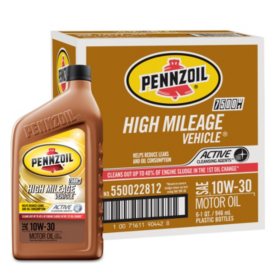 Pennzoil High Mileage SAE 10W-30 Motor Oil 6-pack/1 quart bottles