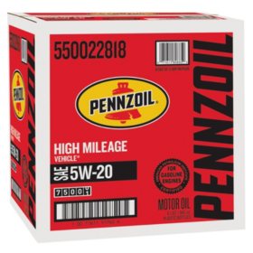Pennzoil High Mileage SAE 5W-20 Motor Oil 6-pack/1 quart bottles