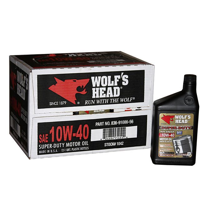 Wolf's Head 10W40 Motor Oil - 1 Quart Bottles - 12 pack