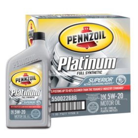 Pennzoil Platinum 5W-20 Motor Oil - 1 Quart Bottles - 6 Pack
