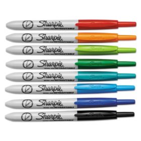 Sharpie - Retractable Ultra Fine Tip Permanent Marker, Assorted Colors -  8/Set