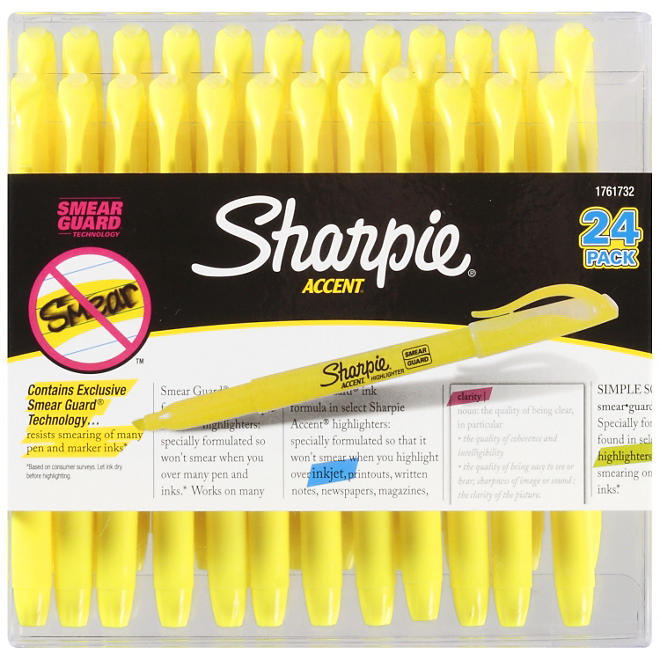 Sharpie Pack Accent Highlighter Pens, Assorted Colors, 24 Pack