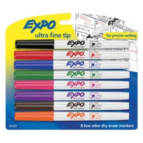 EXPO - Low-Odor Dry-Erase Marker, Ultra Fine Point, Assorted -  8 per Set