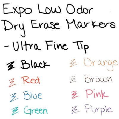 EXPO - Low-Odor Dry-Erase Marker, Ultra Fine Point, Assorted - 8